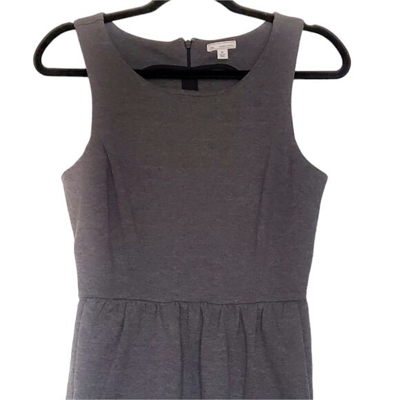 Gap Grey Sleeveless Pleated Shift Dress Pockets Dark Academia XS Extra Small - Picture 3 of 5